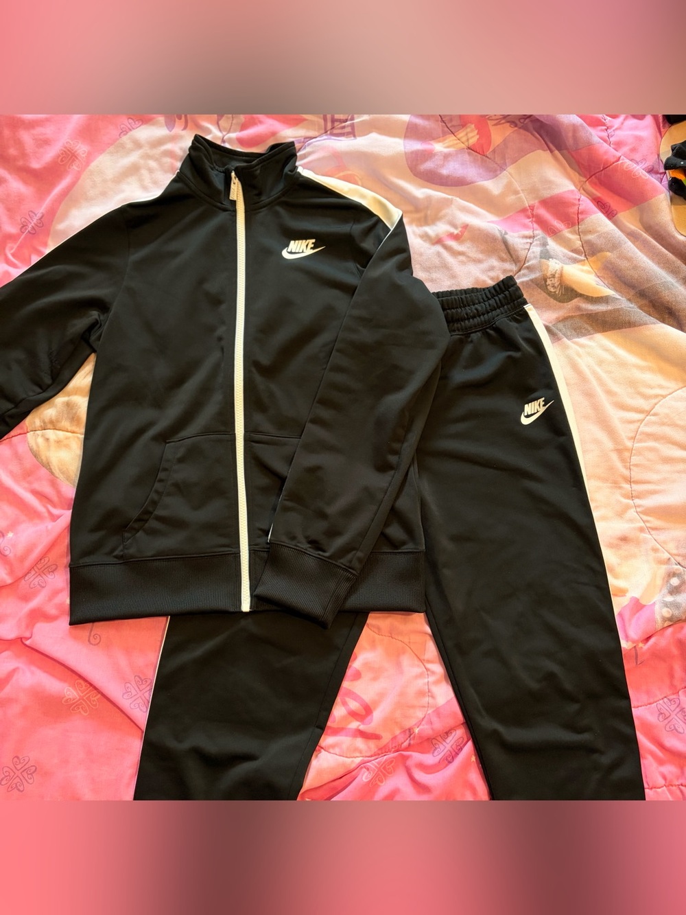Nike Black Kids Tracksuit with White Trim